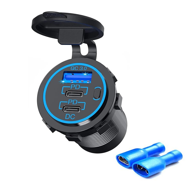 Y&D Original Dual PD USB-C Fast Car Charger, QC3.0 Triple Power Outlet Cigarette Lighter Adapter, Automobile Chargers Electronic Accessories - Image 2